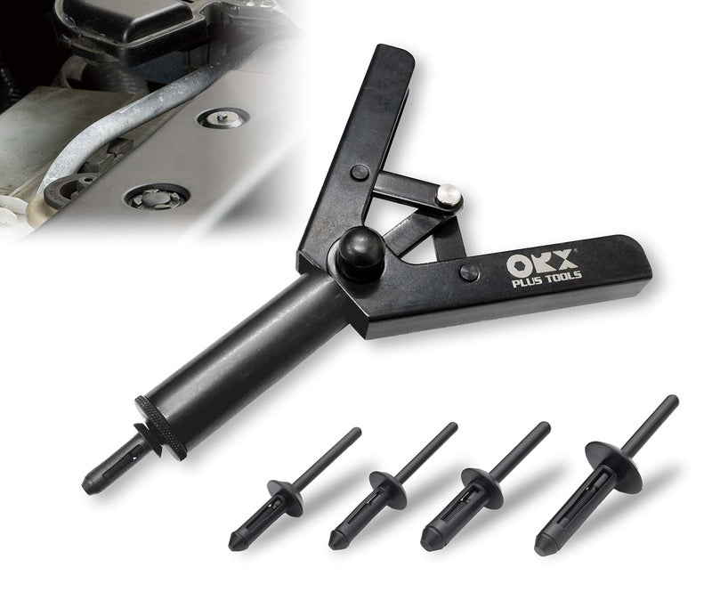 ORX PLUS TOOLS ORXPLUS Tools Plastic Rivet Hand Gun Kit one Hand Operation w/ 40 Sample Poly Rivets - Image 1